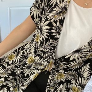 flowery short sleeve cardigan